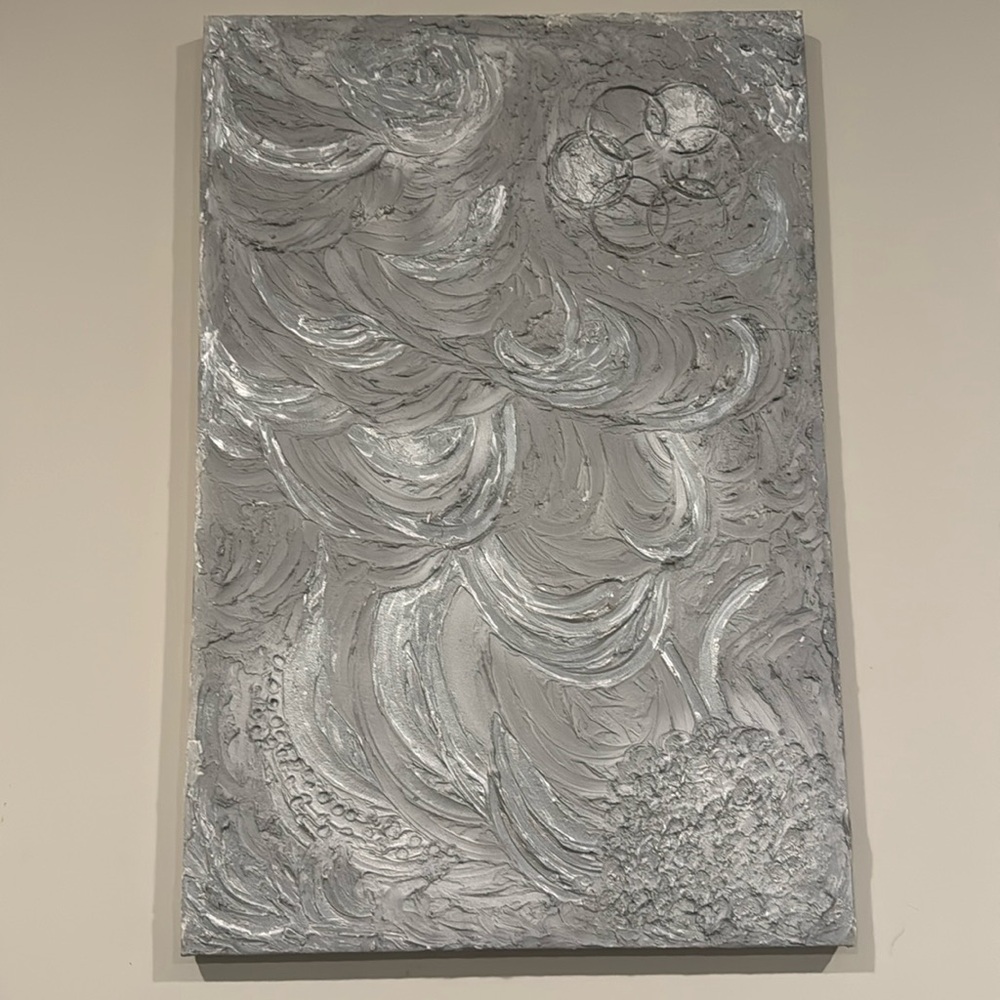 Gray Handmade plaster canvas